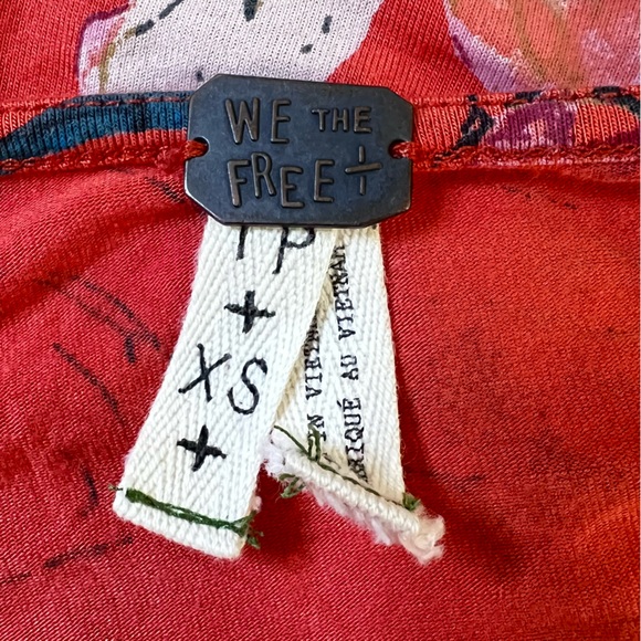 We the Free Off the Shoulder Floral Dramtic Wide Bell Sleeves Boho Knit Top XS-S - Picture 10 of 12